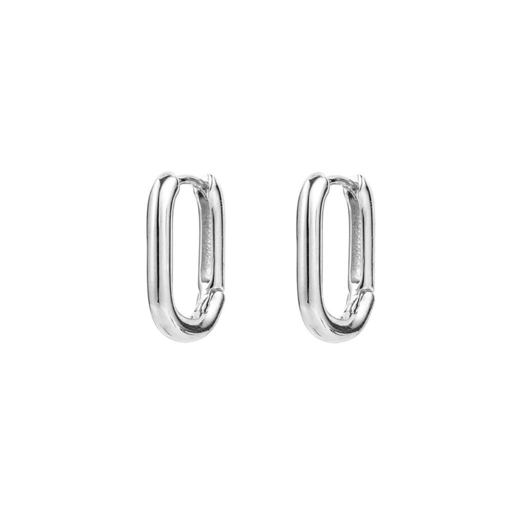 NEW Gold/Sterling Silver Oval Huggie Hoop Earrings - Picture 7 of 7